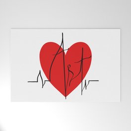 Art lovers illustration/ Hand drawn lettering, Artist's heartbeat monitor Welcome Mat