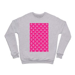 Anchors (White & Dark Pink Pattern) Crewneck Sweatshirt