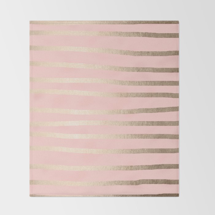 Abstract Drawn Stripes Gold C Light Pink Throw Blanket By Abstract Drawn Stripes Gold C Light Pink Throw Blanket