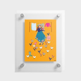 Girl Serenading Chickens Floating Acrylic Print