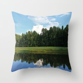 Clouds over a pond Throw Pillow