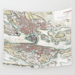 Plan of Stockholm - 1836 Vintage pictorial map Wall Tapestry