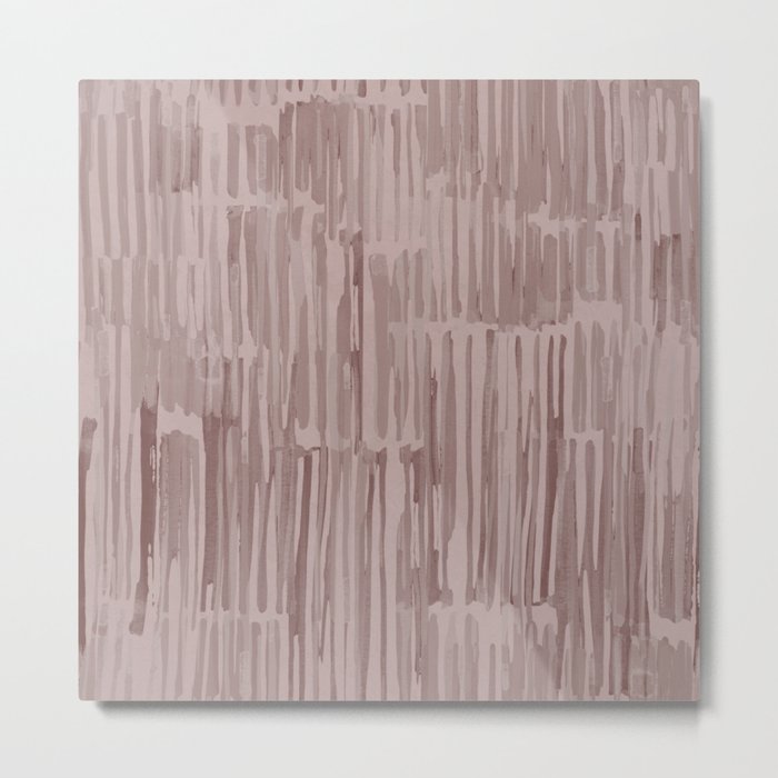 Simply Bamboo Brushstroke Red Earth on Clay Pink Metal Print