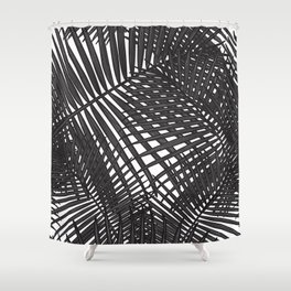 Modern Black and White Palm Leaf Design Shower Curtain