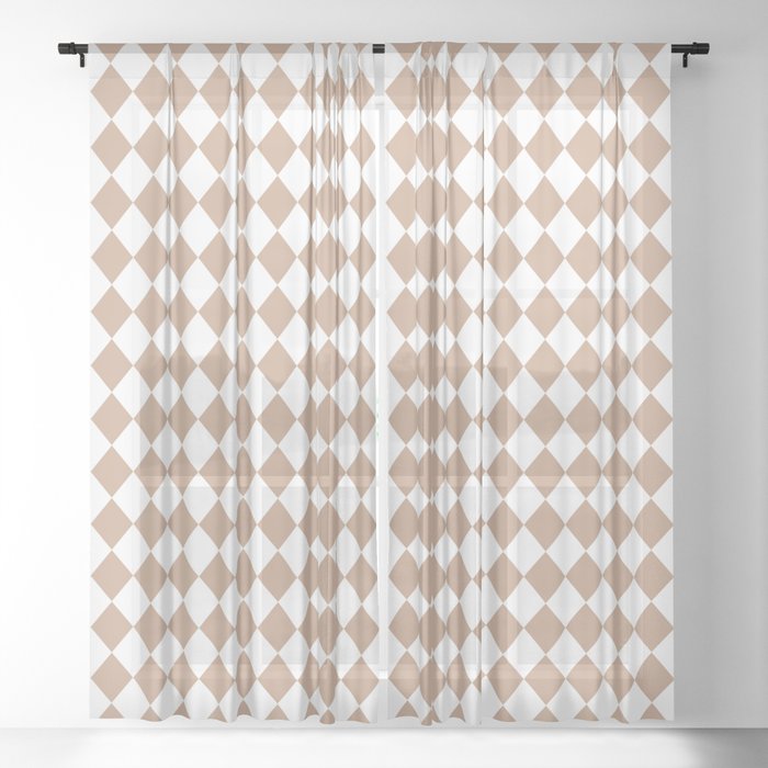 Natural Burlap Modern Diamond Pattern Sheer Curtain By Podartist