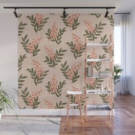 Christmas berry field - off-white, pink, dusty pink and sage green Wall Mural