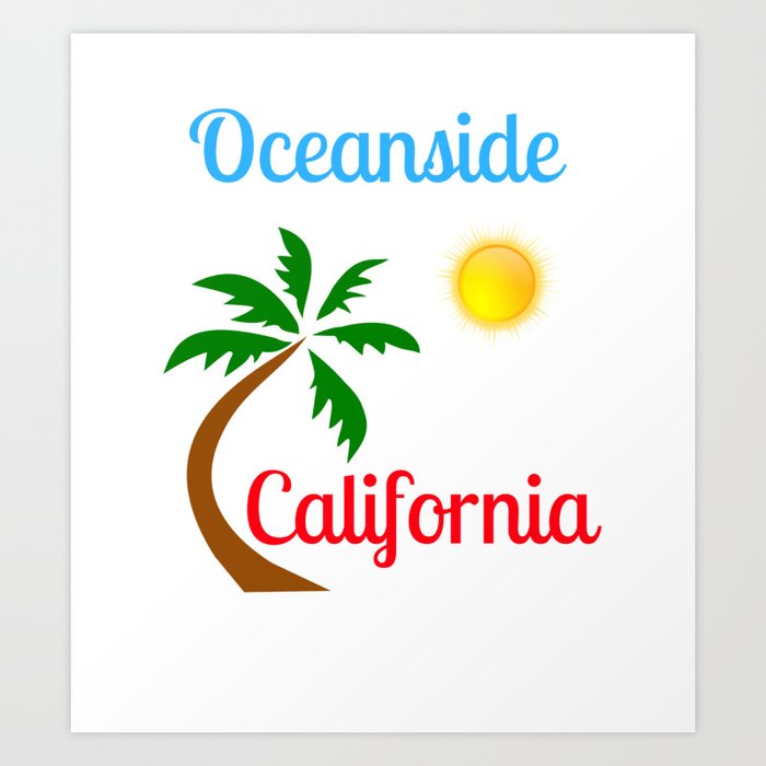 Oceanside California Palm Tree and Sun Art Print