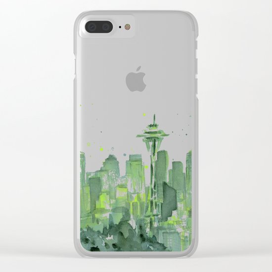 Seattle Watercolor Painting Clear iPhone Case