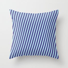 [ Thumbnail: Dark Slate Blue & Powder Blue Colored Lines Pattern Throw Pillow ]