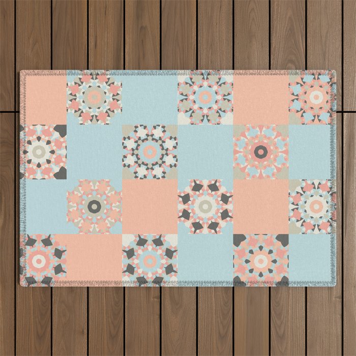 Abstract Flower Patchwork Pattern Artwork 01 Color 07 Outdoor Rug