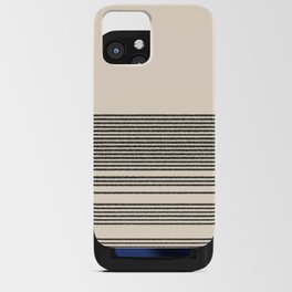 Organic Stripes - Minimalist Textured Line Pattern in Black and Almond Cream iPhone Card Case