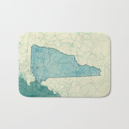 New Hampshire State Map Blue Vintage Bath Mat