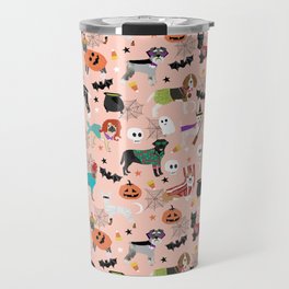 Dogs halloween costumes cute pumpkin ghost skeleton witch trick or treat Travel Mug