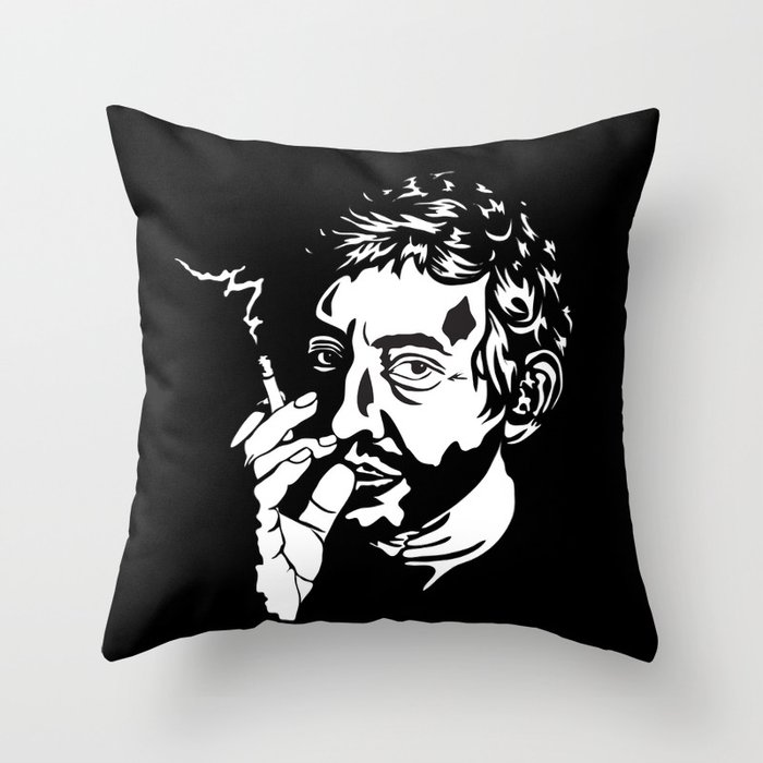 Serge Gainsbourg monochrome print. Throw Pillow