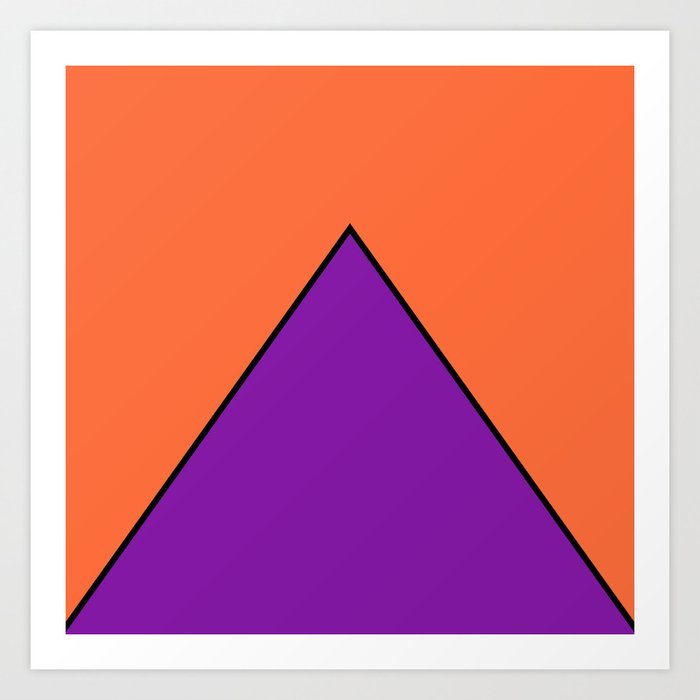 Purple Pyramid Triangle with Orange Background Art Print
