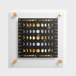 Celestial Moon phases and stars in silver and gold Floating Acrylic Print