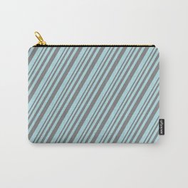 [ Thumbnail: Grey and Powder Blue Colored Lines/Stripes Pattern Carry-All Pouch ]