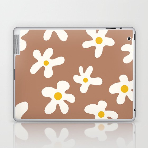 Modern abstract white flowers 2 Laptop & iPad Skin