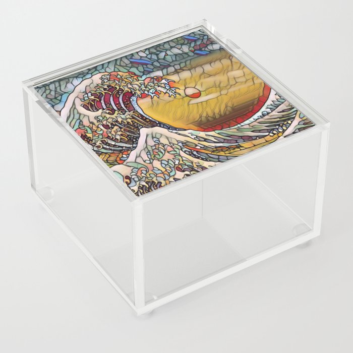 Great Waves Stained Glass Acrylic Box