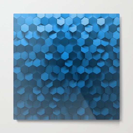 Blue hexagon abstract pattern Metal Print