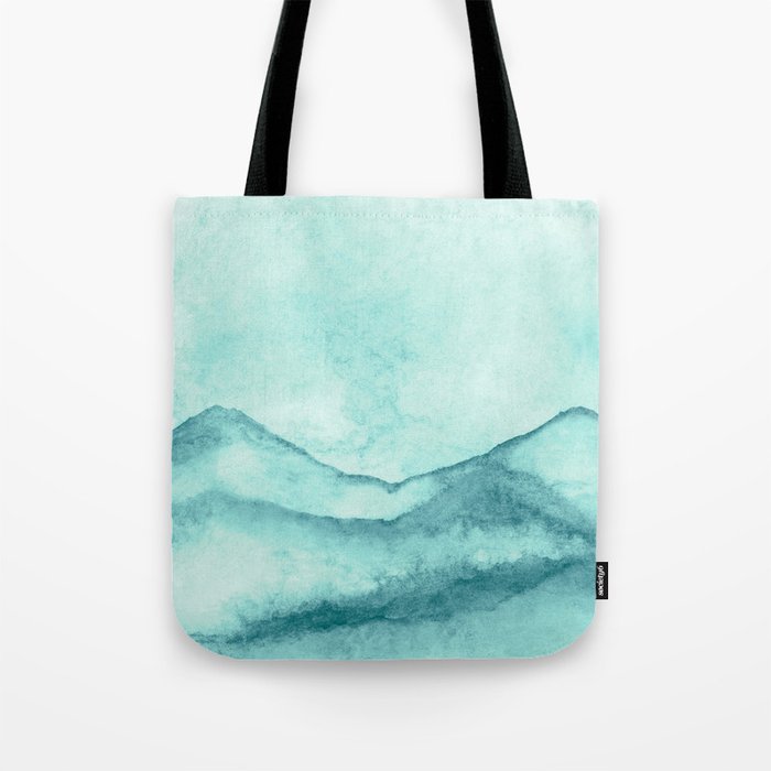 Sky Blue Watercolor Landscape Tote Bag
