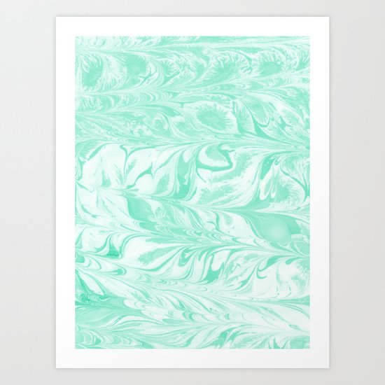 Umeko - spilled ink marble paper marbling art painting abstract swirl water ocean landscape map Art Print