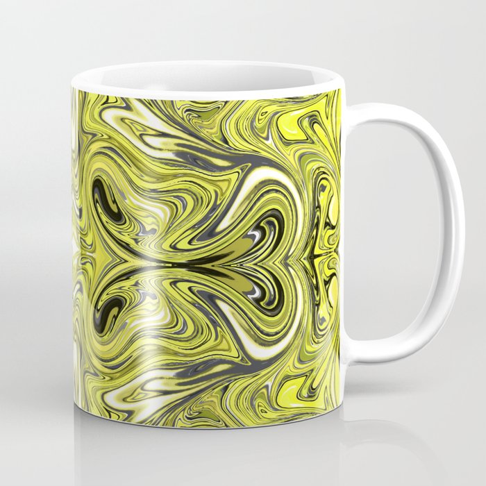 Yellow and black swirl abstract design Coffee Mug