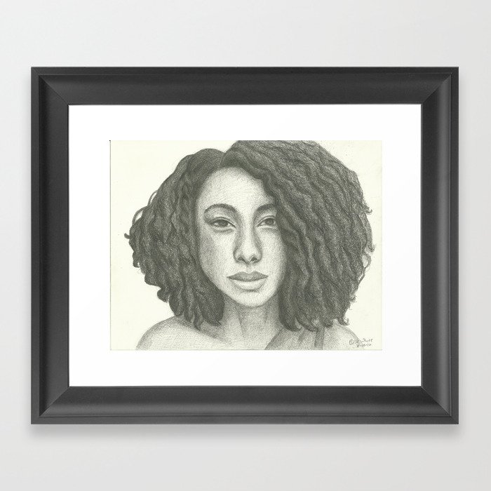 Corinne Bailey Rae Pencil Portrait Framed Art Print