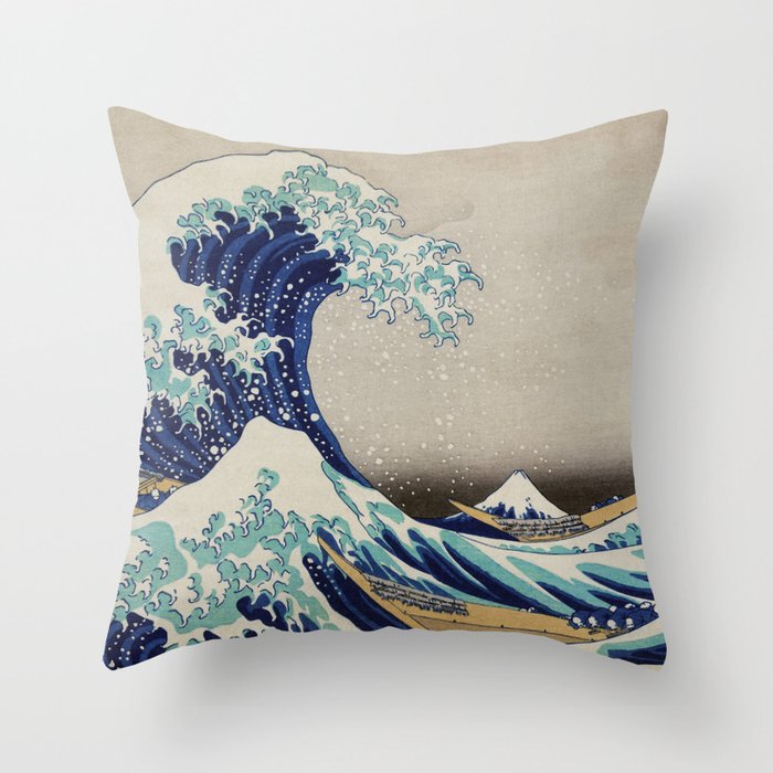 The great wave of Kanagawa Throw Pillow