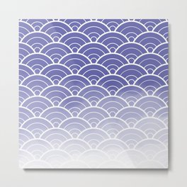 Very Peri Ombre Japanese Waves Pattern (Pantone Very Peri) Metal Print