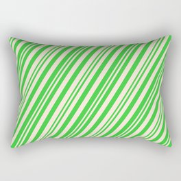 [ Thumbnail: Lime Green & Beige Colored Stripes/Lines Pattern Rectangular Pillow ]