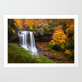 Dry Falls Autumn Waterfall Scenic Landscape Blue Ridge Mountains North Carolina Art Print