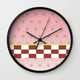 nezuko pattern Wall Clock | Triangle, Japan, Comic, Cloth, Digital, Demonslayer, Vector, Kimetsu, Illustration, Typography 