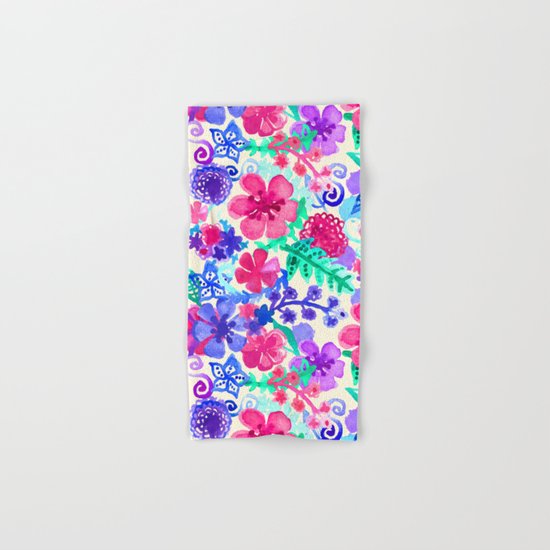Fresh Watercolor Floral Pattern Hand & Bath Towel