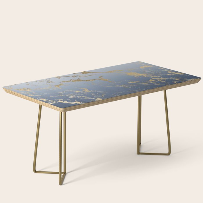 Modern Grey Navy Blue Ombre Gold Marble Pattern Coffee Table By