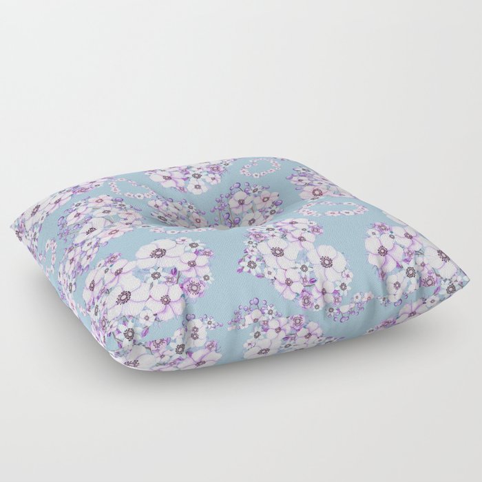 Blush Blue Lilac Lavender Pink Valentine Floral Hearts Floor Pillow