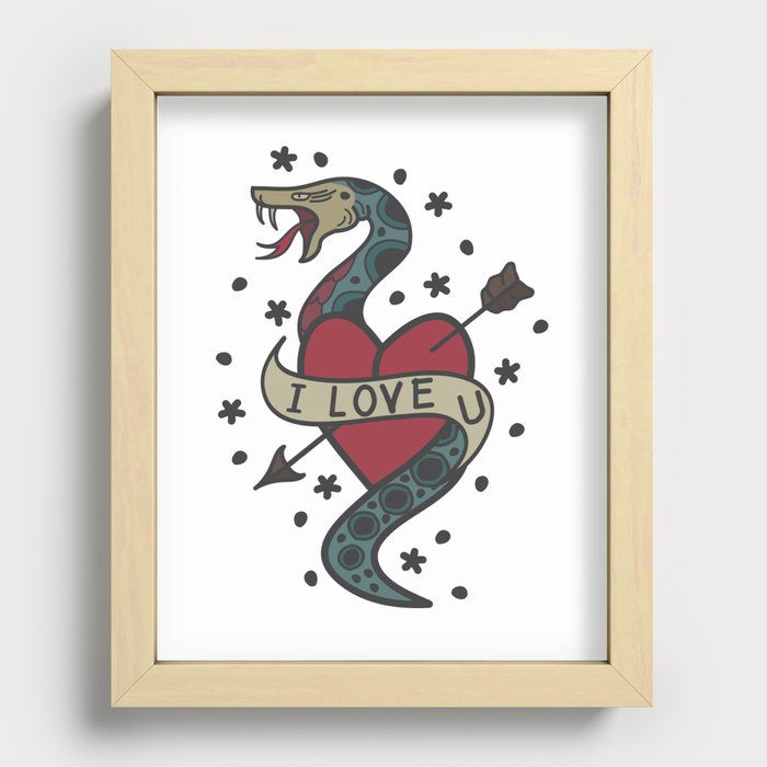 I Love U Snake Recessed Framed Print