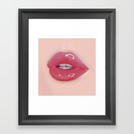 Red Glossy Lips Framed Art Print