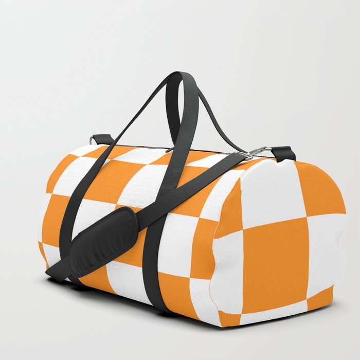 Tangerine Orange Checkerboard Pattern Palm Beach Preppy Duffle Bag