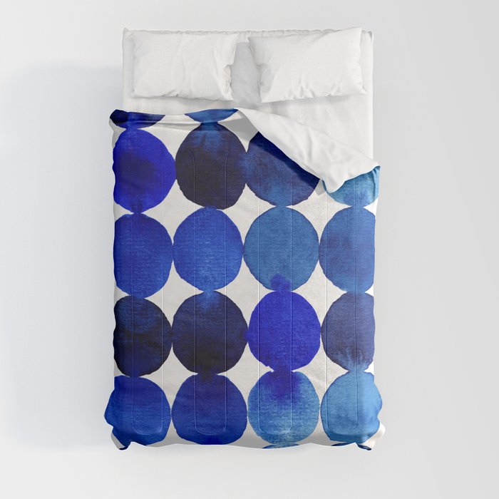 Blue Circles in Watercolor Comforter