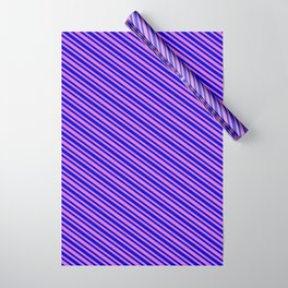 [ Thumbnail: Orchid & Blue Colored Striped Pattern Wrapping Paper ]