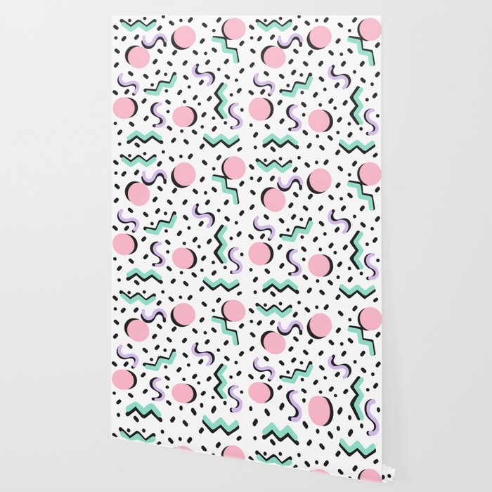 Pastel 80s Shape Pattern Wallpaper By Jasmwills Society6