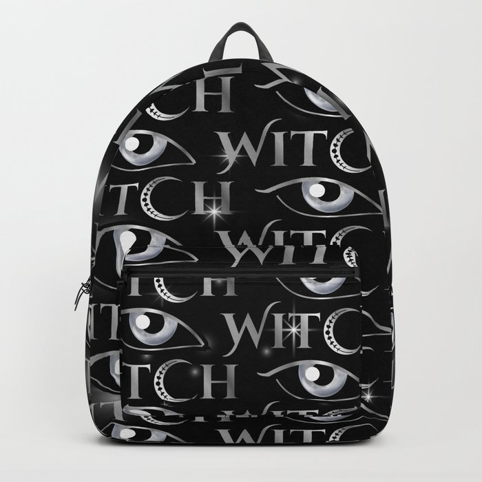 New World Order silver witch eyes with crescent moon	 Backpack