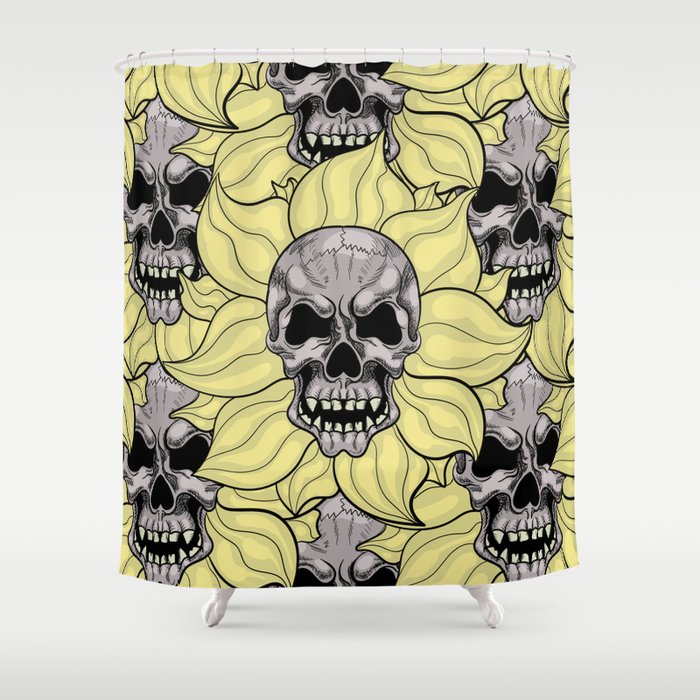 pattern with flowers skulls Shower Curtain
