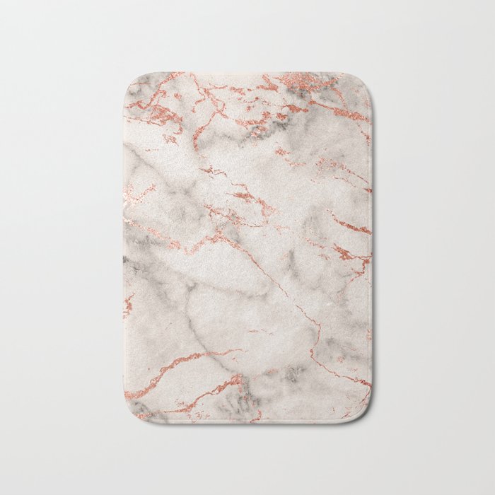 Elegant abstract gray rose gold foil marble Bath Mat