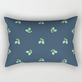 Bohemian Hand Drawn Navy Blue and Teal Floral Leaves Print Rectangular Pillow