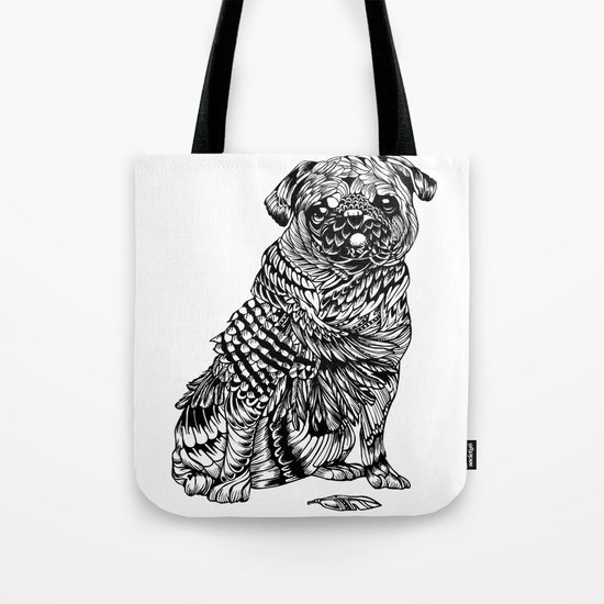 Pug Feather Tote Bag