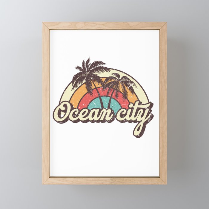 Ocean city beach city Framed Mini Art Print
