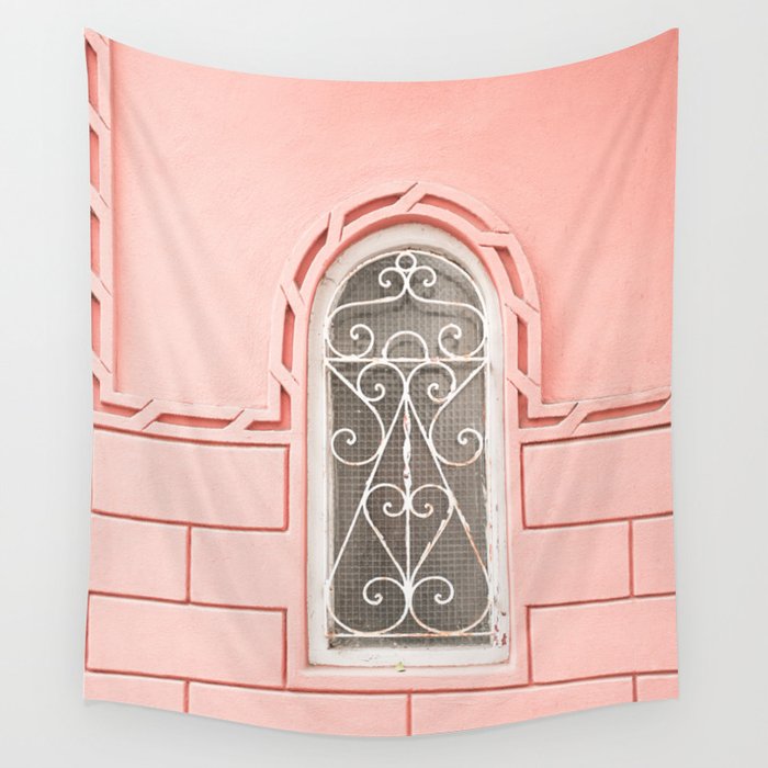 Pink Travel Photography In Holland Window Photo | Colorful Europe Street Architecture Art Print | Pastel Colors Haarlem Wall Tapestry