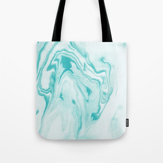 Aimi - spilled ink abstract water wave tropical vacation india ink aqua gender neutral painting boho Tote Bag